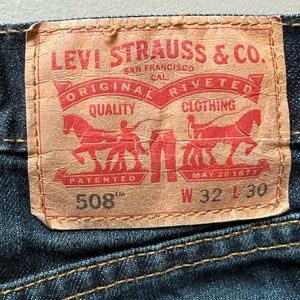 Levi's 508 taper fit blue jeans, very lightly worn